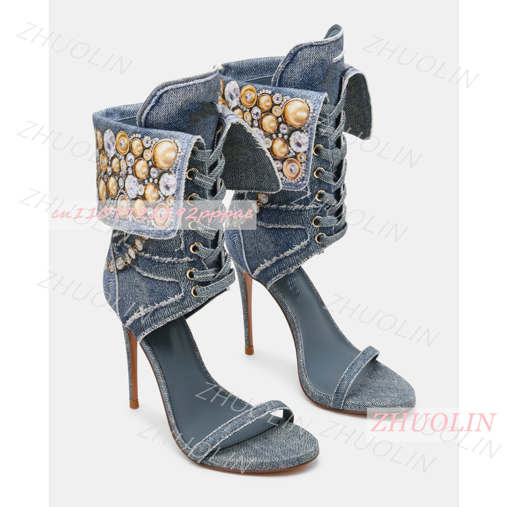 Women'S Shoes Trendy - Sandali da donna in denim blu