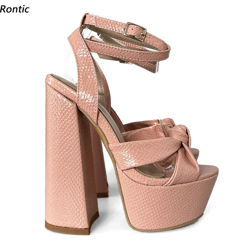 Block Heel Ankle Boots - Rontic Sandali con plateau da donna