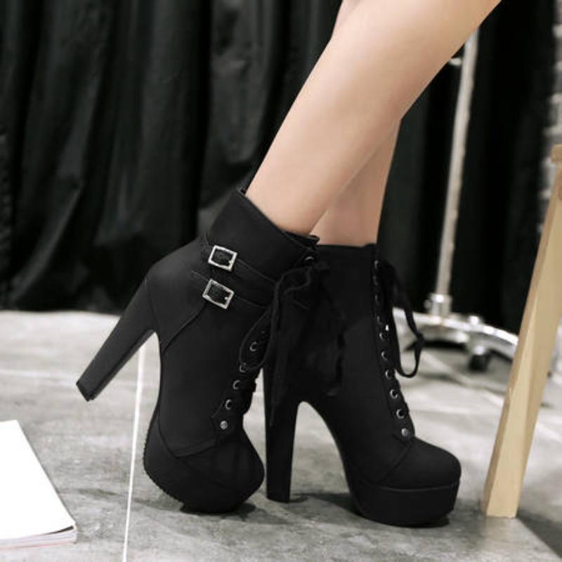 Block Heel Ankle Boots - Stivaletti con plateau da donna invernali