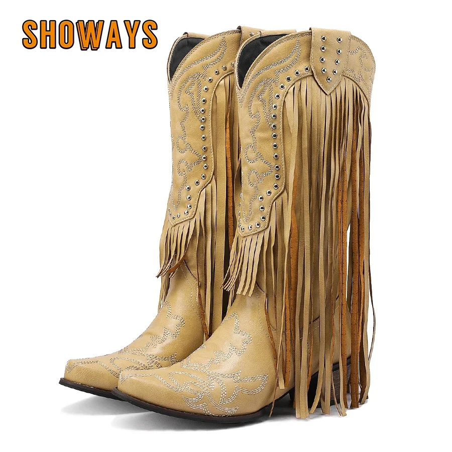 Western Cowgirl Boot - Frangia Rivetto Stivali a metà polpaccio