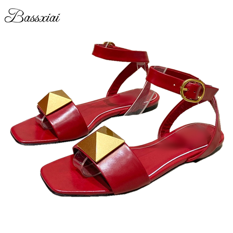 Women'S Shoes Big Feet - Sandali decorativi con fibbia grande con