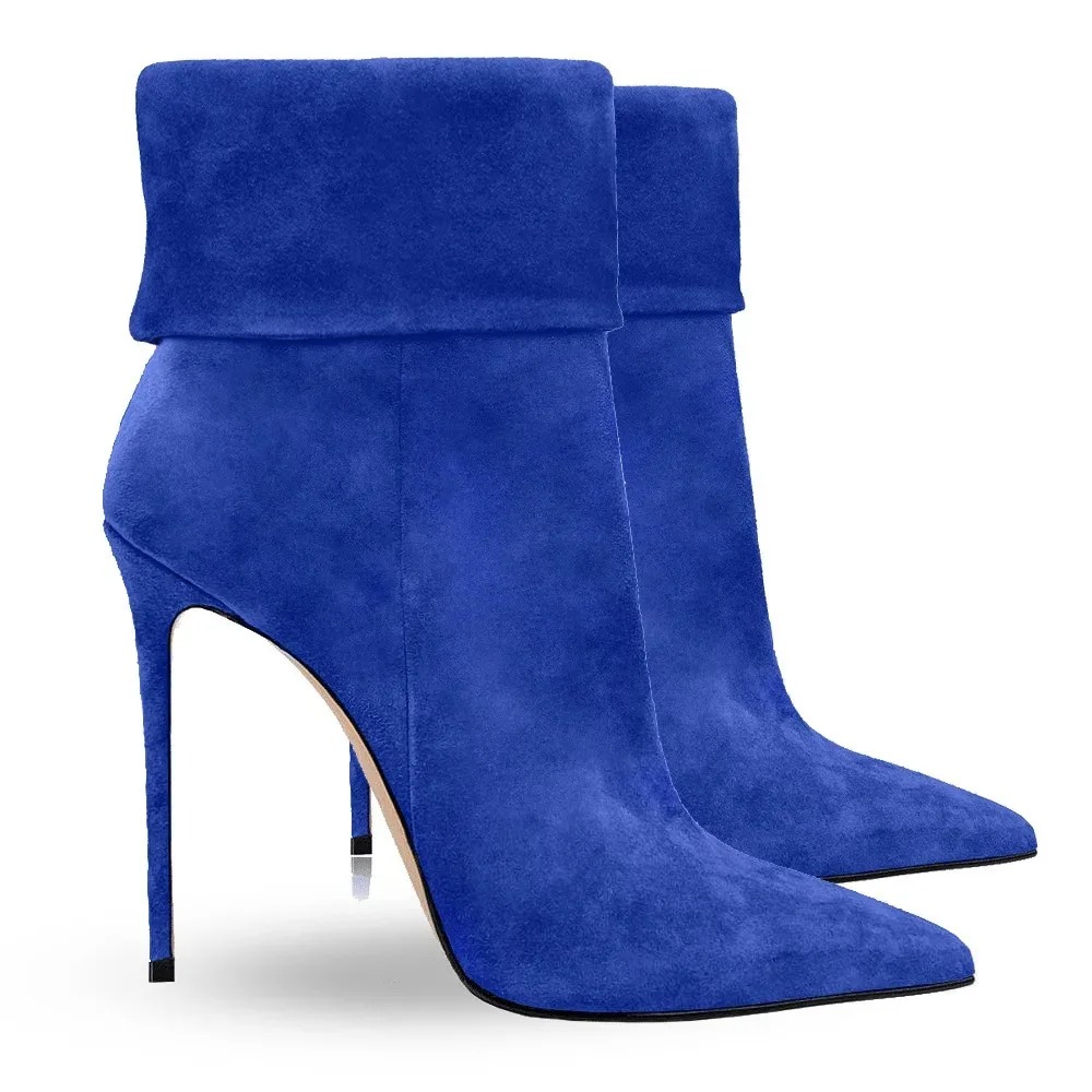 Block Heel Ankle Boots - Eleganti stivali minimalisti con polsini a