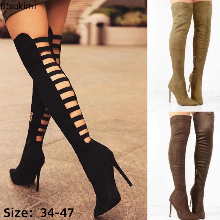 Zip Up Boots Short - Stivali Lunghi Sexy da Donna alla
