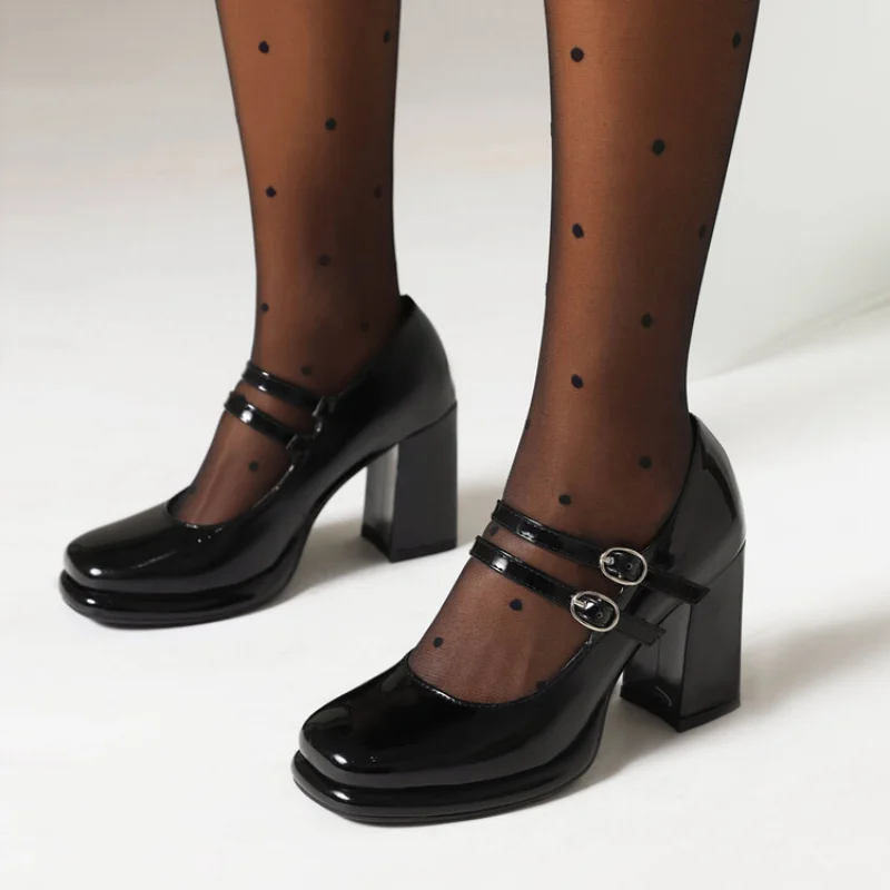 Women'S Shoes Big Feet - 2024 nuova pelle verniciata doppia fibbia