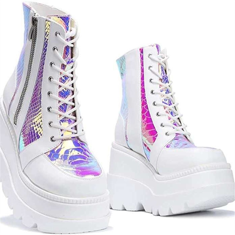 Stivaletti da donna rosa ologr - Block Heel Ankle Boots recensione e prezzo